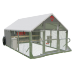 an aluminium chicken coop
